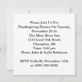 Dîner de fête de Thanksgiving Invitation Pilgrim & (Dos)