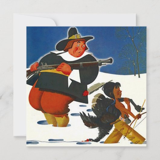 Dîner de fête de Thanksgiving Invitation Pilgrim & (Devant)