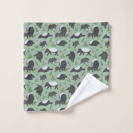 Dîner de la famille des tapirs en vert (Gant de toilette)
