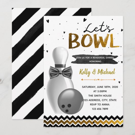 Dîner de la répétition de bowling invitation (Devant / Derrière)