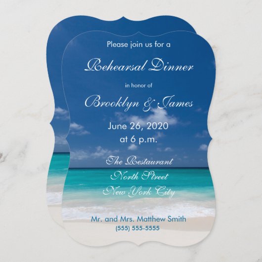 Dîner de mariage de Blue Beach Invitations (Devant / Derrière)