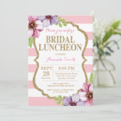 Dîner de mariage rose et or Invitation Florale (Debout devant)