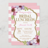 Dîner de mariage rose et or Invitation Florale (Devant / Derrière)