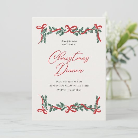 Dîner de Noël classique et élégant Invitation (Debout devant)