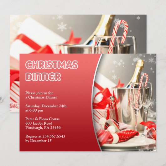 Dîner de Noël Cocktail Invitation (Devant / Derrière)