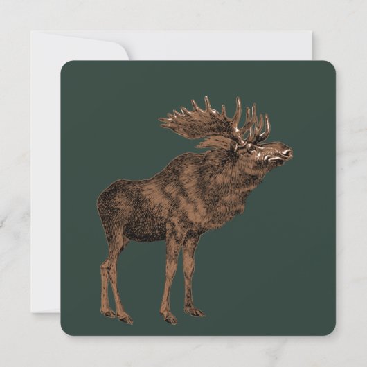 Dîner de Noël de Moose Invitations (Dos)