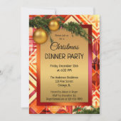 Dîner de Noël d'or artistique Invitation (Devant)