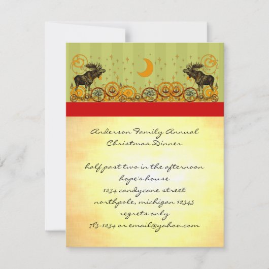 Dîner de Noël d'orignal Invitation et Invitations (Devant)