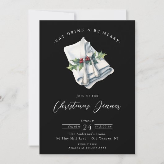 Dîner de Noël festif Invitation (Devant)