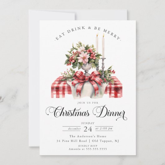 Dîner de Noël festif Invitation (Devant)