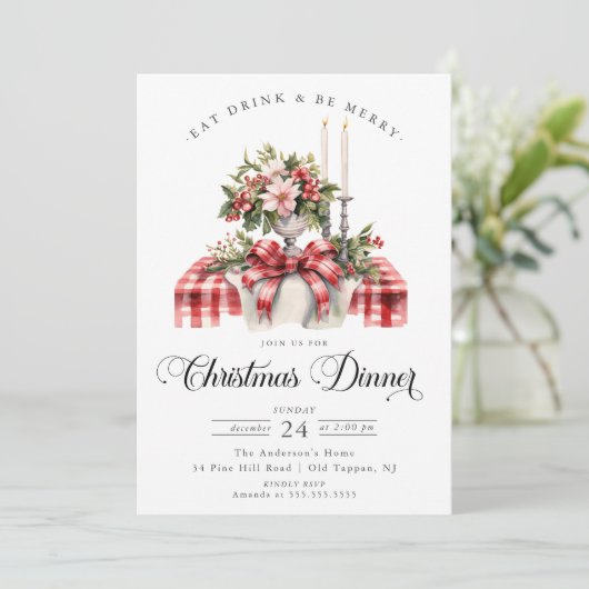 Dîner de Noël festif Invitation (Debout devant)