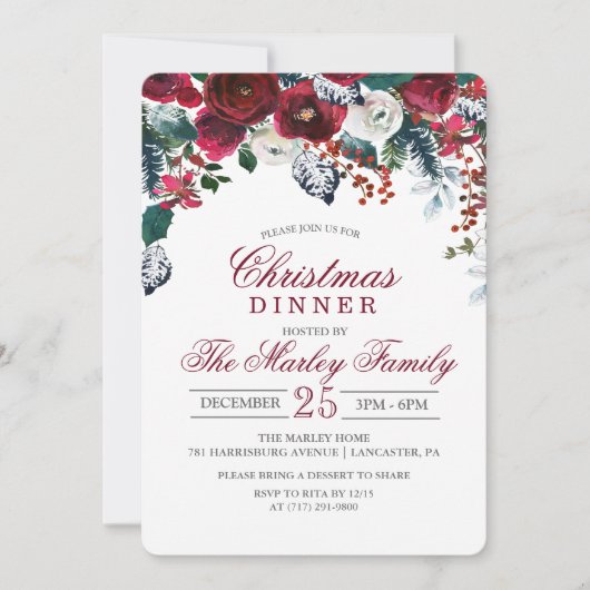 Dîner de Noël Fête Invitation (Devant)