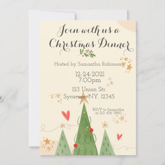 Dîner de Noël Invitation (Devant)