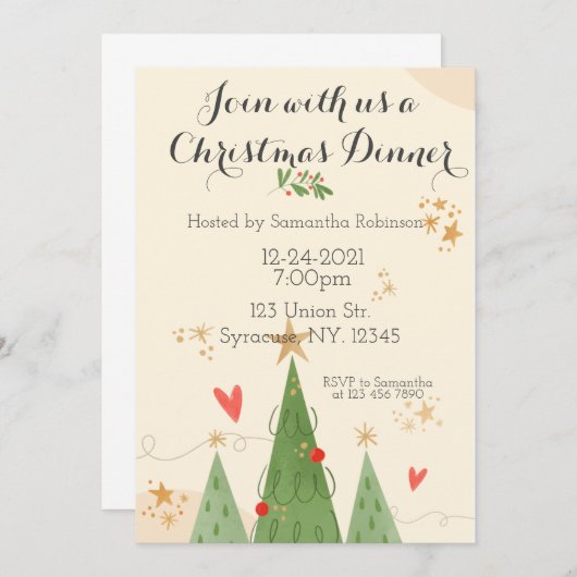 Dîner de Noël Invitation (Devant / Derrière)