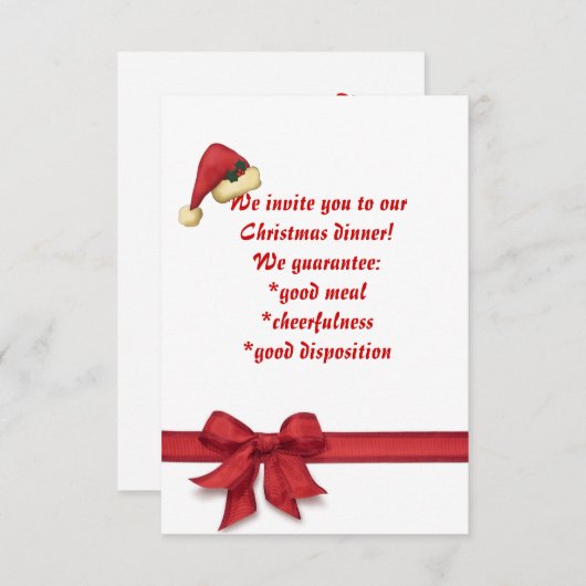 Dîner de Noël, invitation (Devant / Derrière)