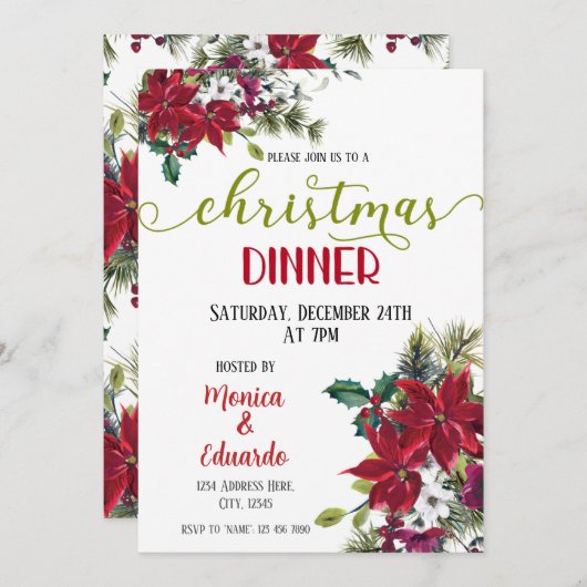 Dîner de Noël Invitation (Devant / Derrière)