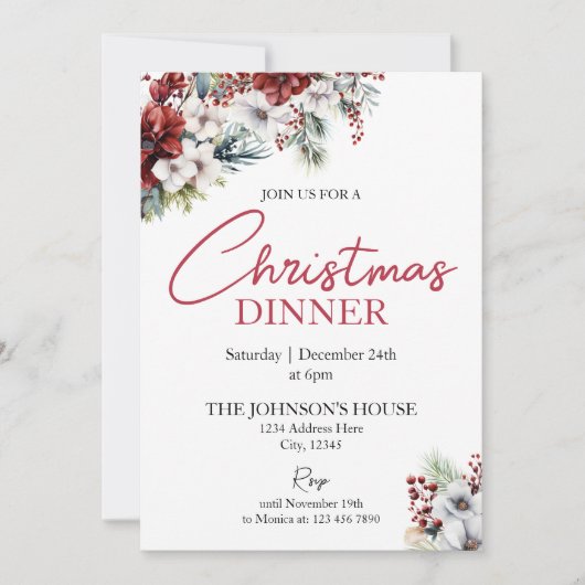 Dîner de Noël Invitation (Devant)