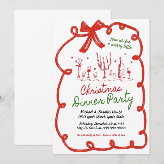 Dîner de Noël Invitation (Devant / Derrière)