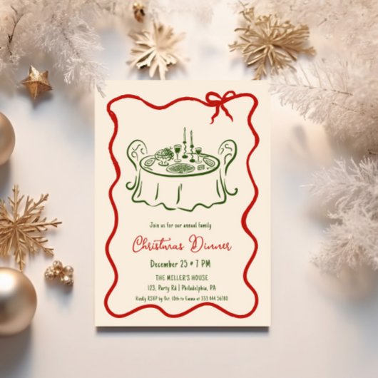 Dîner de Noël invitation fantaisie