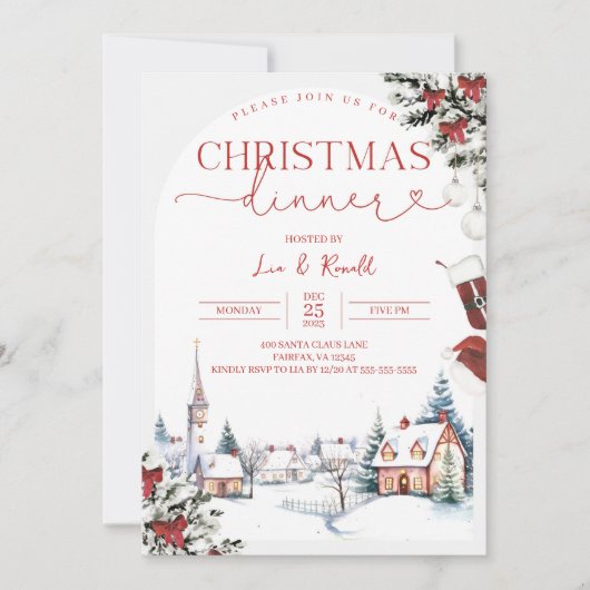 Dîner de Noël Invitation Noël Invitation de fête d (Devant)