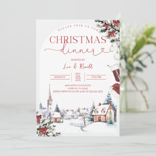 Dîner de Noël Invitation Noël Invitation de fête d (Debout devant)