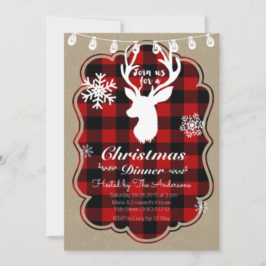 Dîner de Noël Lumberjack Invitation (Devant)