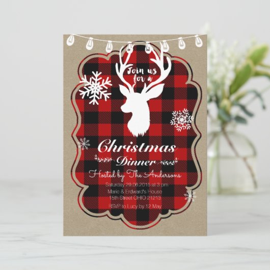Dîner de Noël Lumberjack Invitation (Debout devant)