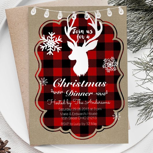Dîner de Noël Lumberjack Invitation