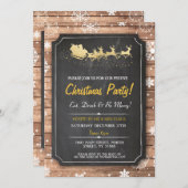 Dîner de Noël Père Noël Bois neige Noël Invitation (Devant / Derrière)