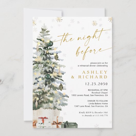 Dîner de Noël Pine Tree Invitation (Devant)