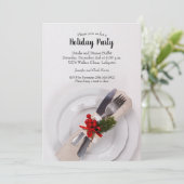 Dîner de Noël Plate de vacances Invitations (Debout devant)