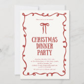 Dîner de Noël Red Bow Invitation (Devant)