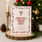 Dîner de Noël Red Bow Invitation