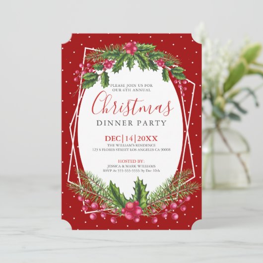 Dîner de Noël saint bouquet invitation (Debout devant)