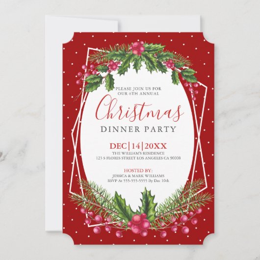 Dîner de Noël saint bouquet invitation (Devant)