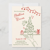 Dîner de Noël tiré à la main Fancy invitation (Devant)
