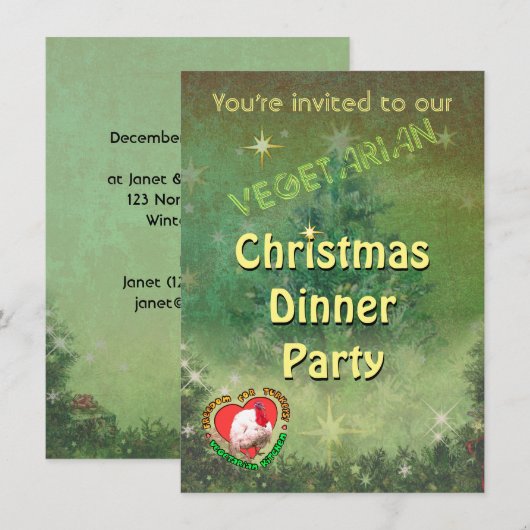 Dîner de Noël végétarien Invitation (Devant / Derrière)