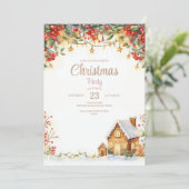 Dîner de Noël Watercolor Invitation (Debout devant)