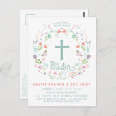 Dîner de Pâques, Brunch, Carte postale avec croix (Devant / Derrière)