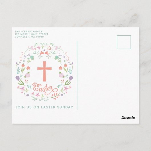 Dîner de Pâques, Brunch, Carte postale avec croix (Dos)