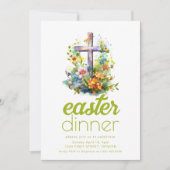Dîner de Pâques simple Invitation Modèle avec croi (Devant)
