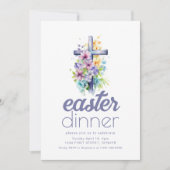 Dîner de Pâques simple Invitation Modèle avec croi (Devant)