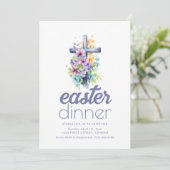 Dîner de Pâques simple Invitation Modèle avec croi (Debout devant)