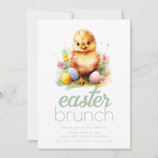 Dîner de Pâques simple Invitation Modèle avec pous (Devant)