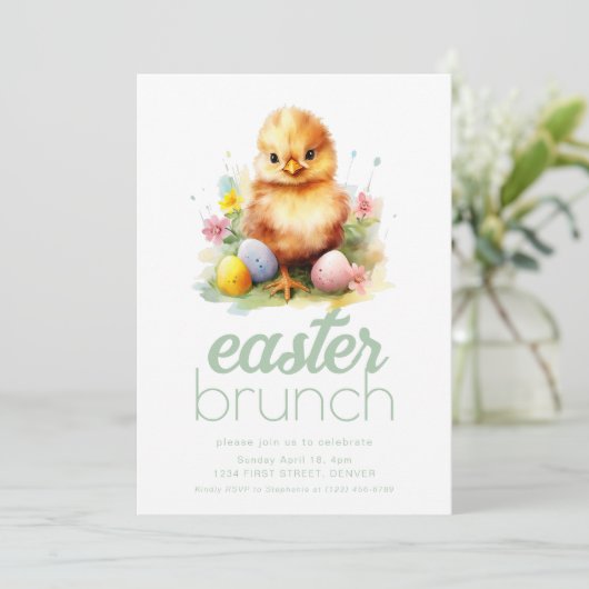 Dîner de Pâques simple Invitation Modèle avec pous (Debout devant)