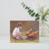 Dîner de poulet Carte postale Art original (Debout devant)