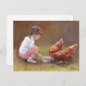 Dîner de poulet Carte postale Art original (Devant / Derrière)