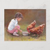 Dîner de poulet Carte postale Art original (Devant)