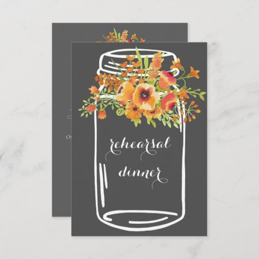 Dîner de répétition à fleurs de Mason invitations (Devant / Derrière)