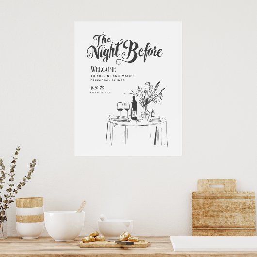 Dîner de répétition à main funky Affiche de bienve (Cuisine)